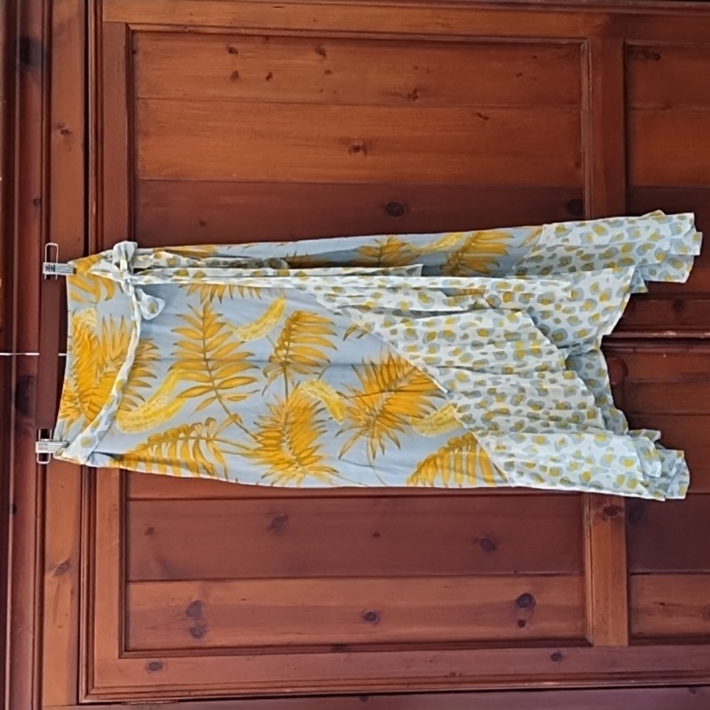 Z&L boho tropical print asymmetrical hem maxi skirt size M